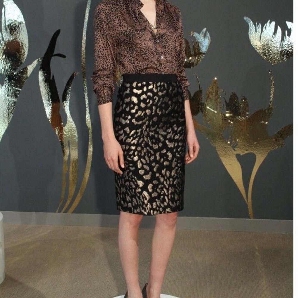 Ann Taylor BRONZE ANIMAL JACQUARD SKIRT